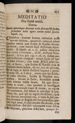 255-265, Meditatio Pro Feria tertia; ...