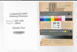 Entnazifizierung Paul Klossek , geb. 31.01.1889 (Postbeamter)