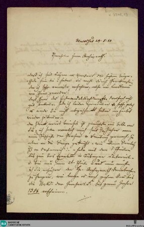 Brief von Heinrich Hansjakob an Joseph Bader vom 29.05.1860 - K 3348, 13