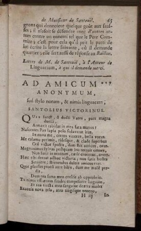 Ad Amicum Anonymum.