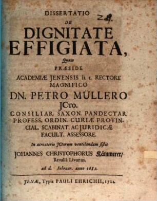 Dissertatio De Dignitate Effigiata