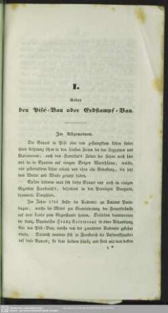 I. Ueber den Pisé-Bau
