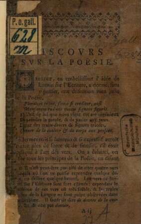Discovrs Svr La Poësie
