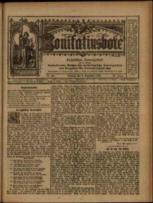 Erste Ausgabe vom Sonntag, den 07. Dezember 1919.