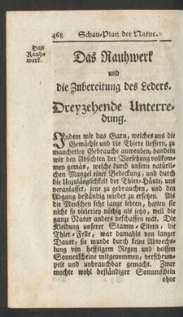 Das Rauhwerk und die Zubereitung des Leders. Dreyzehende Unterredung