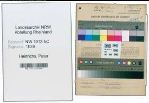 Entnazifizierung Peter Heinrichs , geb. 18.03.1918 (Kaufmann)