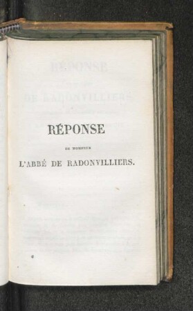 Réponse de Monsieur L'Abbé de Radonvilliers.