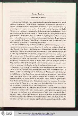 Sergio Ramírez: Carlos en su rincón