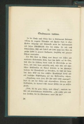 II. Goldmann intime.
