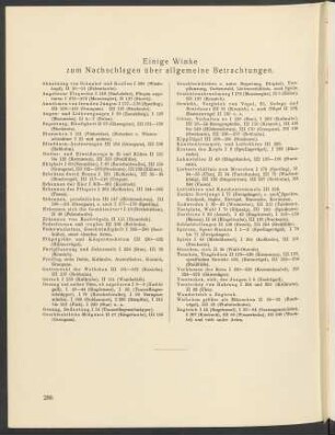 Einige Winke zum Nachschlagen über allgemeine Betrachtungen