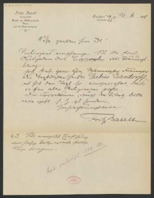 Brief an B. Schott's Söhne : 16.06.1898