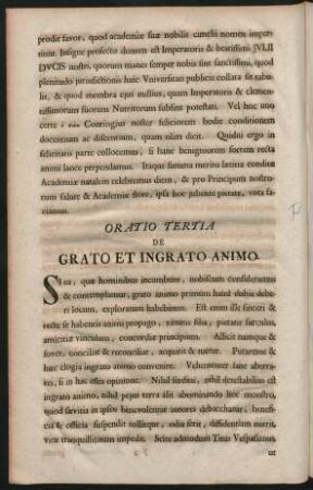 Oratio Tertia De Grato Et Ingrato Animo