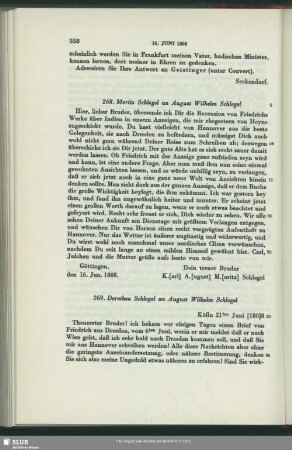 Dorothea von Schlegel an August Wilhelm von Schlegel, Köln, 21.06.1808