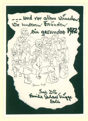 Eigenhändige von Karte von Margarete Zille m.e.U. betr. Geburtstag 1968