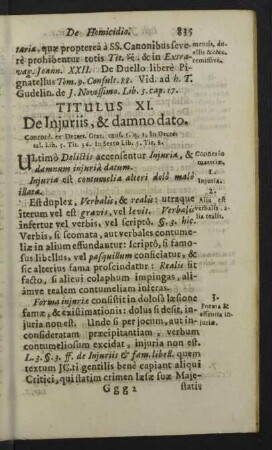 Titulus XI. De Injuriis, & damno dato.