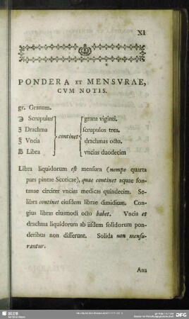 Pondera et Mensurae, Cum Notis