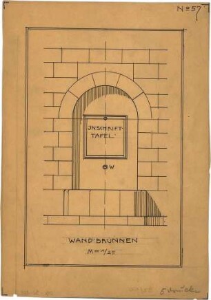 Pfann, Paul; Übungsblätter zur Perspektive - Wandbrunnen mit Inschrifttafel (Ansicht)