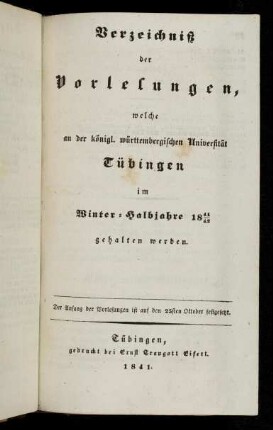 Vorlesungsverzeichnis 1841/42