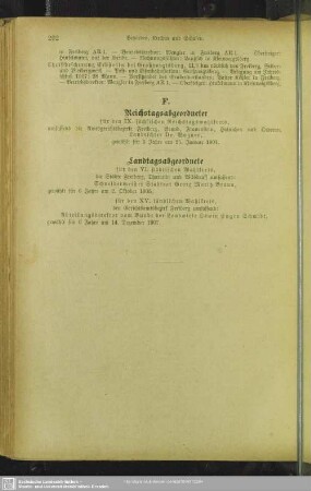 F. Reichstagsabgeordneter, Landtagsabgeordnete