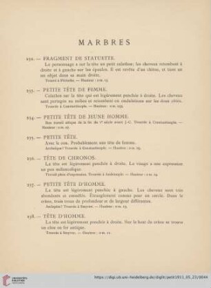 Marbres (Nr. 232-269)