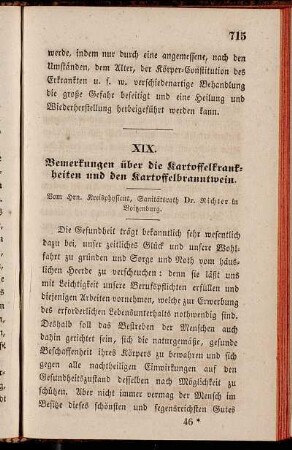 XIX. Bemerkungen über die Kartoffelkrankheiten und den Kartoffelbranntwein