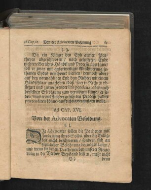 Ad Cap. XVI. Von der Advocaten Besoldung. § I. - 2.