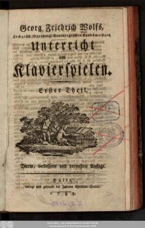 Erster Theil: Georg Friedrich Wolf's, Hochgräfl. Stolberg-Stolbergischen Kapellmeisters, Unterricht im Klavierspielen