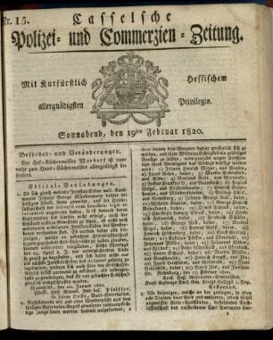 Nr. 15, Sonnabend, den 19ten Februar 1820