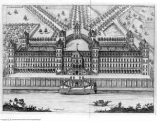Regiae villae poetice descriptae; et regiae celsitudini Victoris Amedei II. ..., Falttafel vor Seite 3: Castello del Valentino
