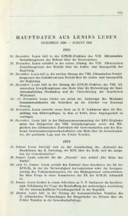 Hauptdaten Aus Lenins Leben Dezember 1920 - August 1921
