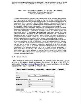 OBELEX - the 'Online Bibliography of Electronic Lexicography'