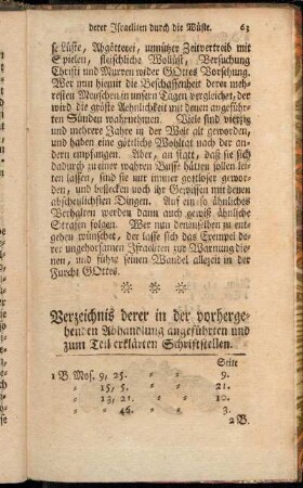 Verzeichnis derer in der vorhergehenden Abhandlung angeführten und zum Teil erklärten Schriftstellen.