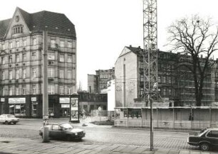 Dresden-Altstadt, Maxstraße 1. Baulücke. Blick über die Ostra-Allee