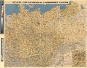 JRO-Spezial-Karte Deutschland und angrenzende Staaten : mit Eisenbahnnetz, sämtlichen Reichsstraßen und Kilometerangabe