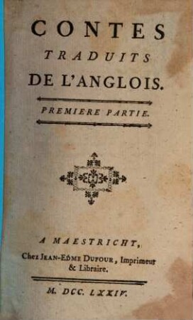 Contes Traduits De L'Anglois, 1