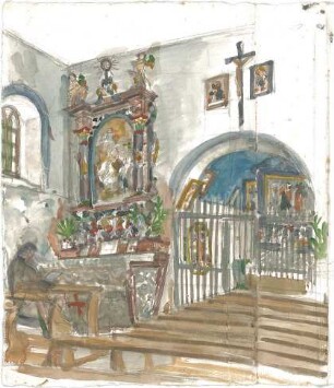 Wach, Hugo; u. a. Deutschland; Reisezeichnungen - Kircheninnenraum (Perspektive)