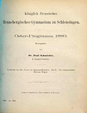 Oster-Programm. 1882/83