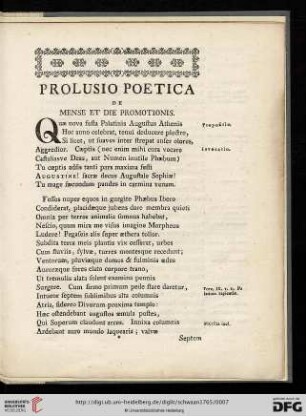 Prolusio Poetica de mense et die promotionis