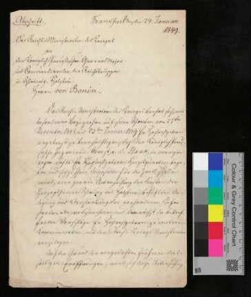 Vom Reichsministerium des Krieges an Königl. Preußischen Generalmajor von Bonin