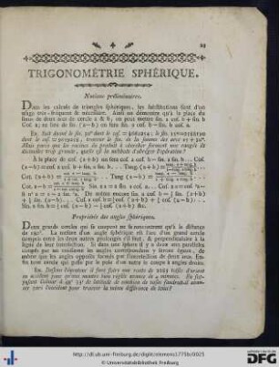 Trigonométrie Sphérique.