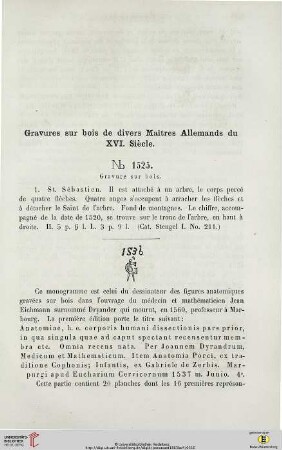 Gravures sur bois de divers Maîtres Allemands du XVI. Siècle