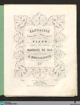 Fantaisie : Andante, veloce et allegro spiritoso pour le piano; op. 31