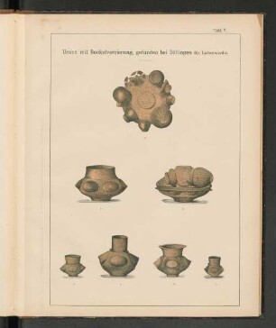 Tafel V. Urnen mit Buckverzierung, gefunden bei Döllingen (Kr. Liebenwerda).