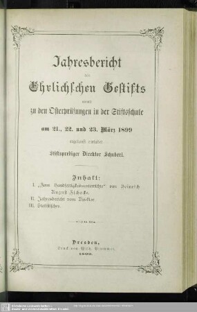 1899: Jahresbericht des Ehrlichschen Gestifts : auf das Schuljahr ...