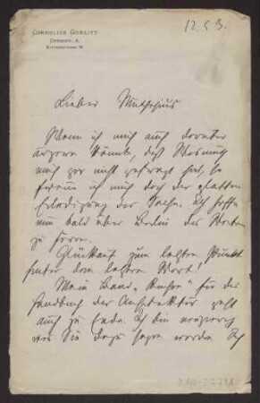 Schreiben an Hermann Muthesius (Brief)