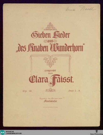 Sieben Lieder aus "des Knaben Wunderhorn" : op. 10