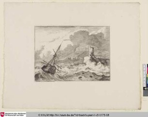 [Ship on a rough sea; Schiff auf rauer See]