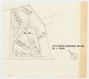 Wohnhäuser Ritterfelddamm 98-108, Berlin-Spandau: Lageplan 1:1000