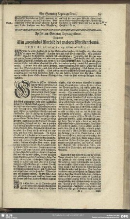 Epistel am Sonntag Septuagesimae. Vorstellend Ein zweyfaches Vorbild des wahren Christenthums