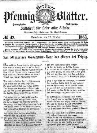 No. 42, Sonnabend, den 17. October 1863